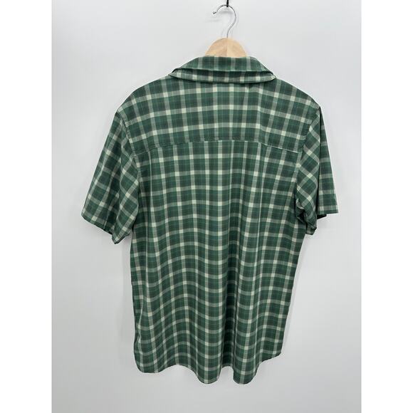 Columbia Button Front Shirt Mens Size L Green Plaid Lightweight Outdoors Hiking - Picture 2 of 6